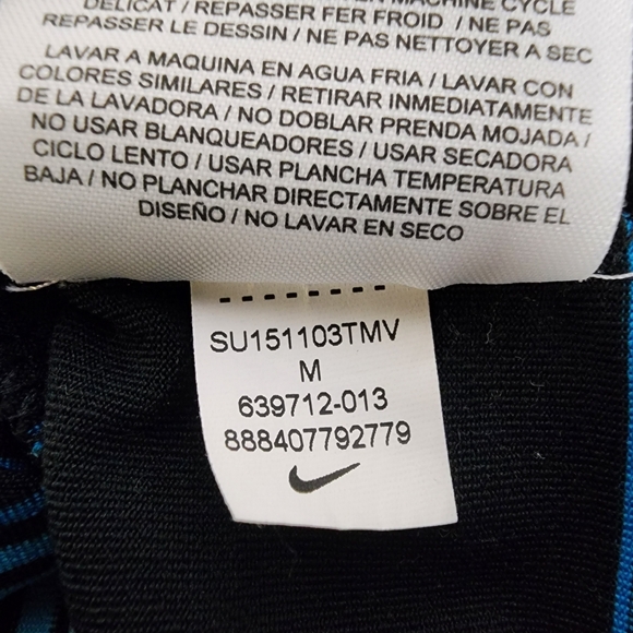 Nike Golf Tour Performance Dri-Fit Polo Shirt Men’s Med Black & Blue Striped - Picture 6 of 8